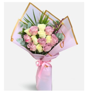 13 Pembe Beyaz Gül-zc28